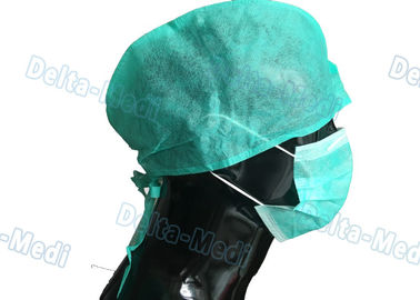 Groene Medische Beschikbare Chirurgische Kappen niet Geweven Band op Achtertype voor het Ziekenhuis