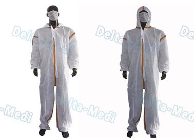 De Witte Beschikbare Overtrekken van SMS, Chemisch Beschermend Kostuum met de Naad van de Kapband
